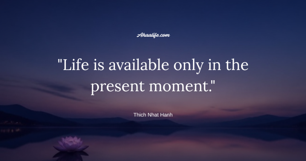 "Life is available only in the present moment." - Thich Nhat Hanh
